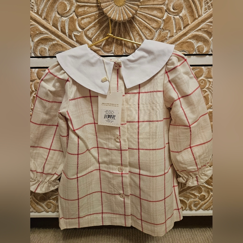 The Beaufort Bonnet Company Red Plaid Blouse with White Collar - Picture 2 of 4
